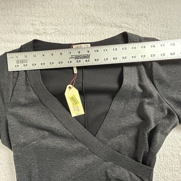 M.S.S.P. Womens Wrap Bella Dress 1X Heather Black V-Neck Long Sleeve Stretch New - Picture 5 of 8